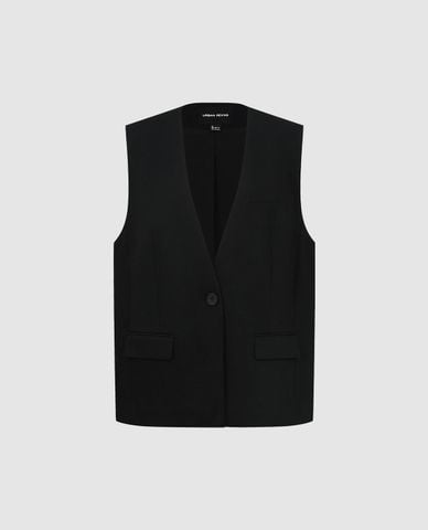  URBAN REVIVO - Áo khoác gilet nữ cổ V thời thượng 