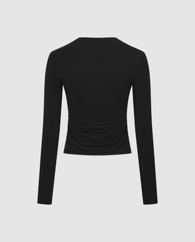  URBAN REVIVO - Áo thun nữ cổ vuông tay dài phom ôm 