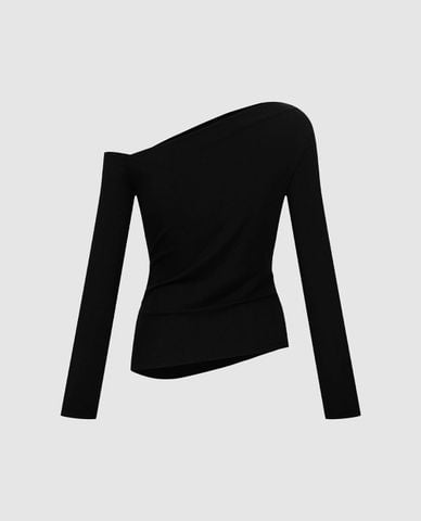  URBAN REVIVO - Áo trễ vai nữ tay dài phom ôm 