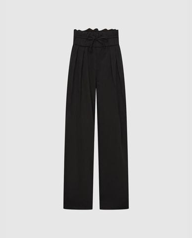  URBAN REVIVO - Quần nữ ống rộng lưng bèo phối dây rút 