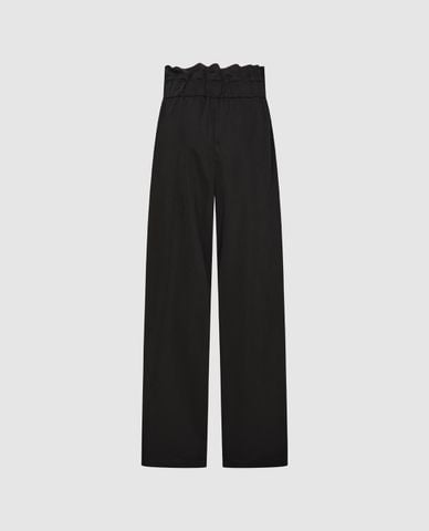  URBAN REVIVO - Quần nữ ống rộng lưng bèo phối dây rút 