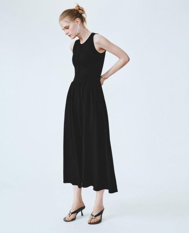  URBAN REVIVO - Đầm sát nách midi dáng xoè thanh lịch 