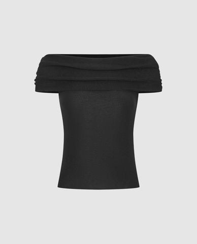  URBAN REVIVO - Áo trễ vai nữ phom ôm thời trang 