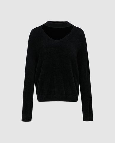  URBAN REVIVO - Áo dệt kim nữ cổ V tay dài cách điệu 