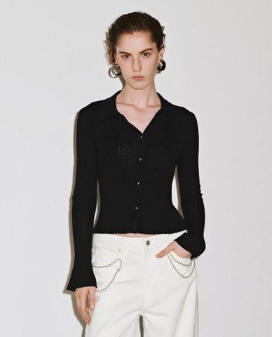  URBAN REVIVO - Áo khoác cardigan nữ dệt kim phom ôm 