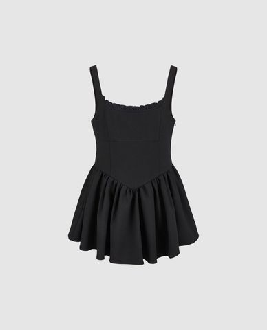  URBAN REVIVO - Đầm hai dây mini bản vừa xếp li Cami 
