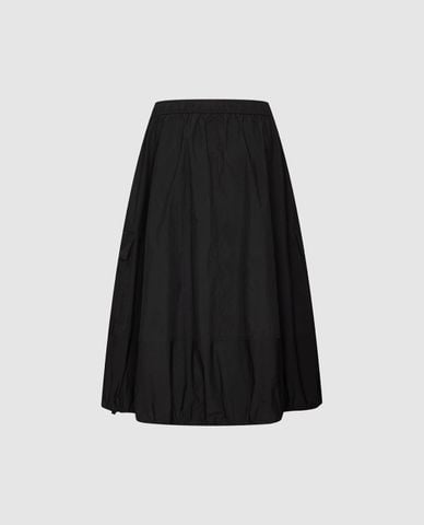  URBAN REVIVO - Chân váy chữ A midi lưng thun phối dây rút 