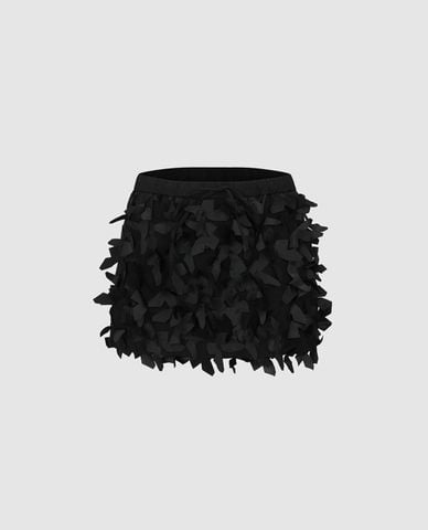  URBAN REVIVO - Chân váy chữ A mini đính hoa 