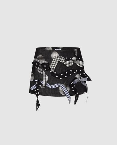  URBAN REVIVO - Chân váy chữ A mini phối nơ 