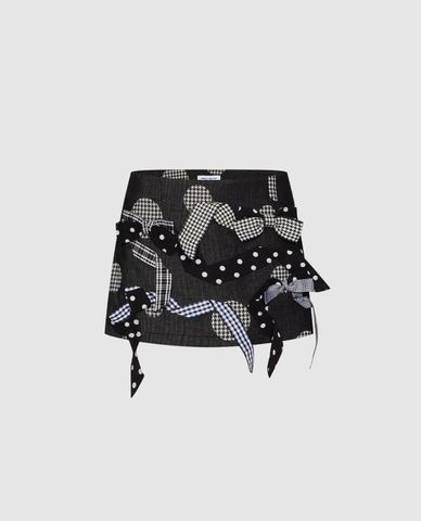  URBAN REVIVO - Chân váy chữ A mini phối nơ 