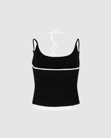  URBAN REVIVO - Áo hai dây nữ phối viền phom ôm 