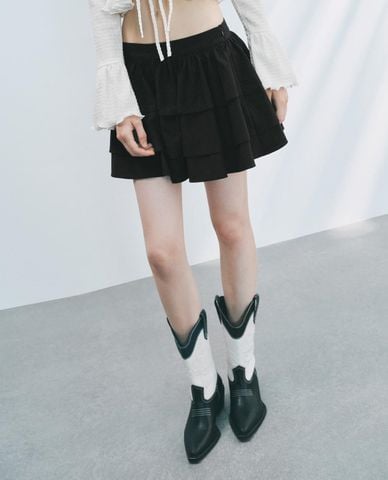  URBAN REVIVO - Chân váy xếp tầng mini hiện đại 