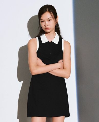  URBAN REVIVO - Đầm polo mini sát nách phom suông 