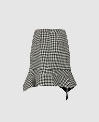  URBAN REVIVO - Chân váy midi bất đối xứng họa tiết caro 