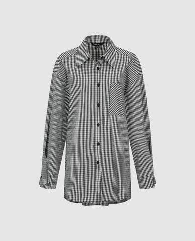 URBAN REVIVO - Áo sơ mi nữ cổ bẻ tay dài sọc caro 