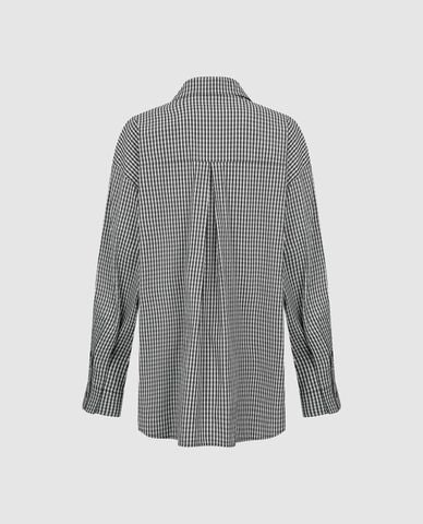  URBAN REVIVO - Áo sơ mi nữ cổ bẻ tay dài sọc caro 