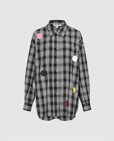  URBAN REVIVO - Áo khoác sơ mi nữ tay dài kẻ caro 