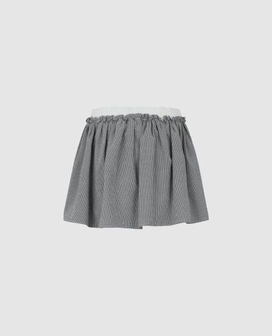  URBAN REVIVO - Chân váy chữ A mini kẻ caro phối bèo 