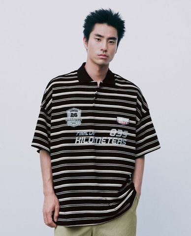  URBAN REVIVO - Áo polo nam thể thao tay ngắn kẻ sọc 