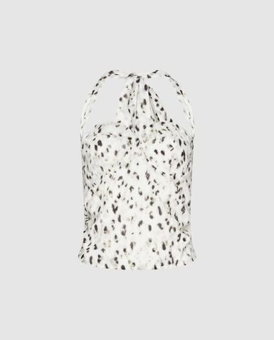  URBAN REVIVO - Áo kiểu nữ cổ yếm phối họa tiết Cami 