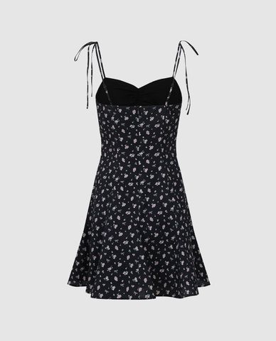  URBAN REVIVO - Đầm hai dây mini họa tiết hoa nhí 