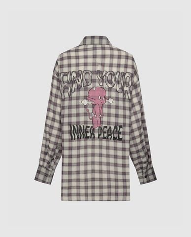  URBAN REVIVO - Áo sơ mi nữ cổ bẻ tay dài kẻ caro 