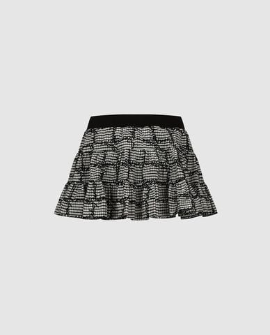  URBAN REVIVO - Chân váy chữ A mini xếp tầng kẻ caro 