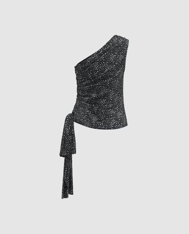  URBAN REVIVO - Áo trễ vai nữ phom ôm cá tính 