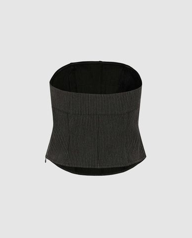  URBAN REVIVO - Áo corset nữ kẻ sọc kèm đai 