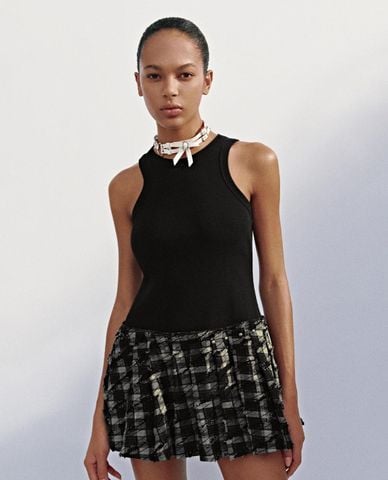  URBAN REVIVO - Đầm sát nách mini kẻ caro 