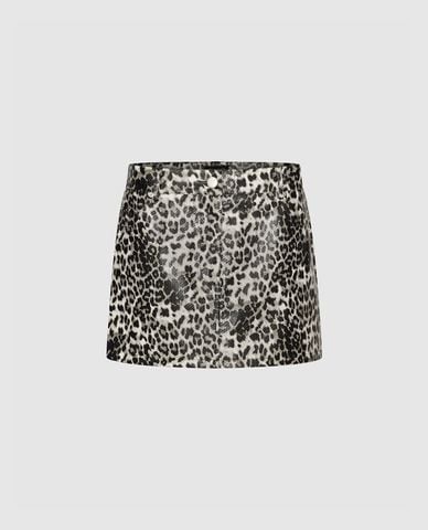  URBAN REVIVO - Chân váy chữ A mini họa tiết da beo 