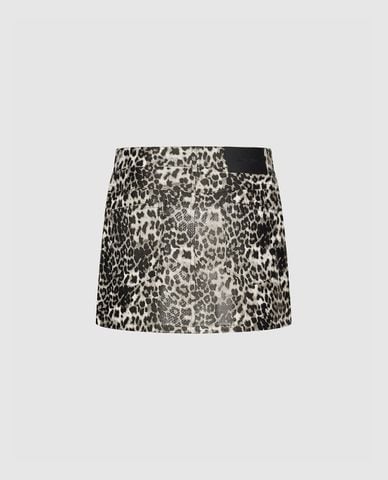  URBAN REVIVO - Chân váy chữ A mini họa tiết da beo 