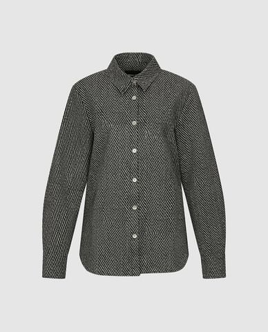  URBAN REVIVO - Áo khoác sơ mi nữ tay dài kẻ sọc 