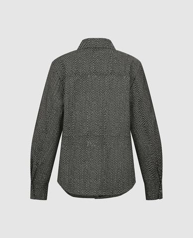  URBAN REVIVO - Áo khoác sơ mi nữ tay dài kẻ sọc 