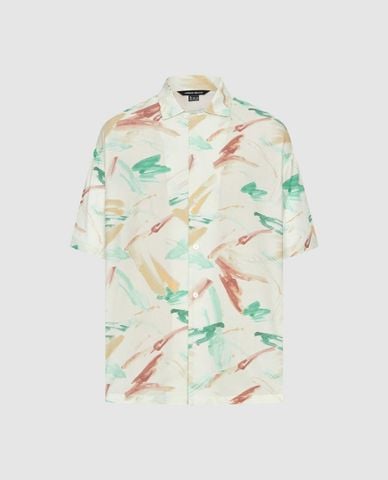  URBAN REVIVO - Áo sơ mi nam tay ngắn họa tiết loang màu 