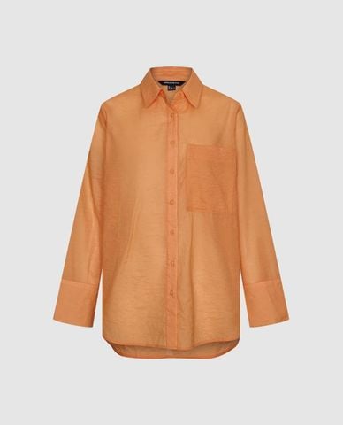  URBAN REVIVO - Áo sơ mi nữ tay dài phom suông phối túi 