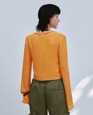  URBAN REVIVO - Áo khoác cardigan nữ tay dài buộc dây 