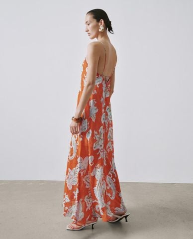  URBAN REVIVO - Đầm hai dây midi họa tiết hoa 