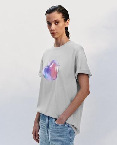  URBAN REVIVO - Áo thun nữ cổ tròn tay ngắn trẻ trung 