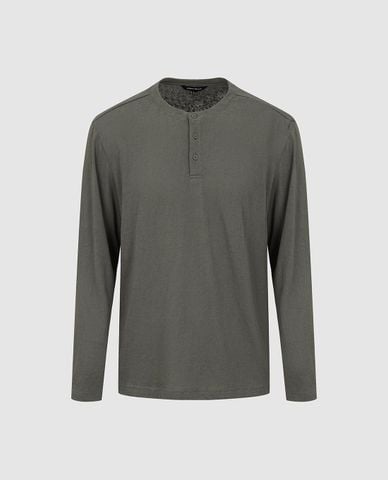  URBAN REVIVO - Áo thun nam cổ henley tay dài 