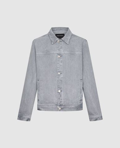  URBAN REVIVO - Áo khoác denim nam cổ bẻ tay dài 