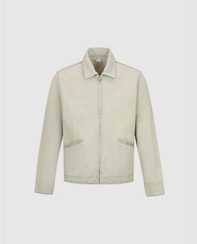  URBAN REVIVO - Áo khoác denim nam cổ bẻ tay dài thời trang 