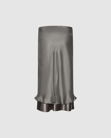  URBAN REVIVO - Chân váy phom suông midi viền lượn sóng 