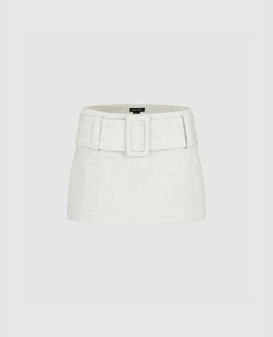  URBAN REVIVO - Chân váy denim mini phối thắt lưng 