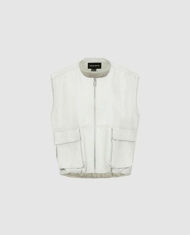  URBAN REVIVO - Áo khoác denim nữ phối túi hộp 