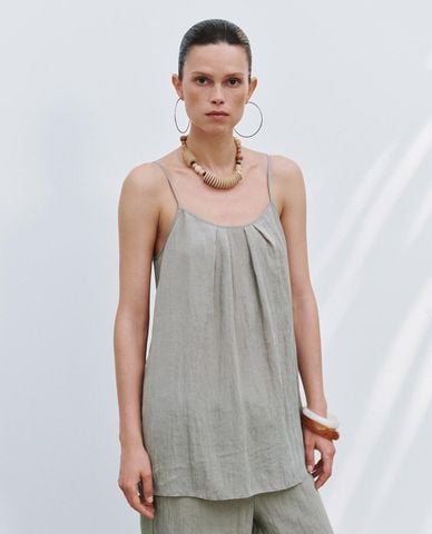  URBAN REVIVO - Áo hai dây nữ xếp li phom suông 