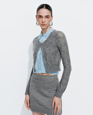  URBAN REVIVO - Áo dệt kim nữ phối sơ mi 2 in 1 