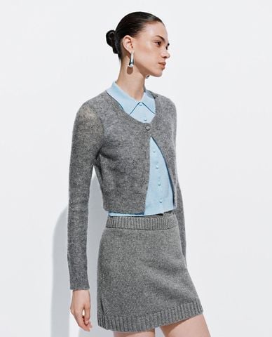  URBAN REVIVO - Áo dệt kim nữ phối sơ mi 2 in 1 