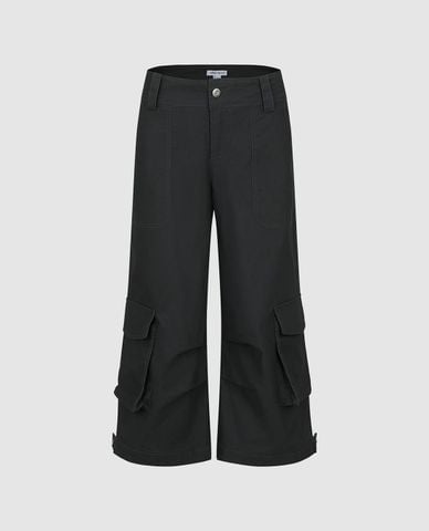  URBAN REVIVO - Quần nữ ống rộng phối túi hộp 