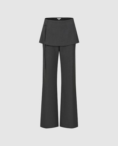  URBAN REVIVO - Quần nữ ống rộng phối váy ngắn layer 